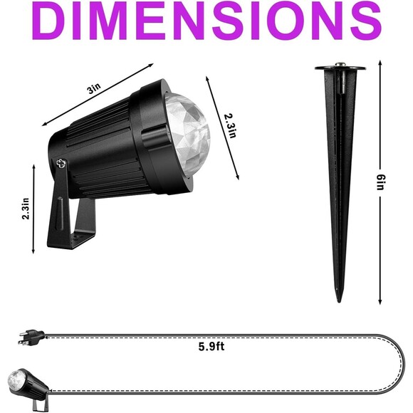 Christmas Outdoor Spot Lights Black Light Projector 16 Col IP65 2 Pack All Metal - Picture 7 of 16